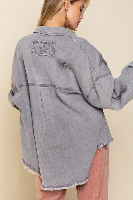 Bree Fringe Distressed Oversized Jacket