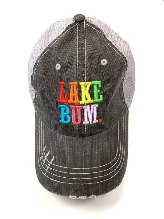Colorful Lake Bum Embroidered Trucker Hat