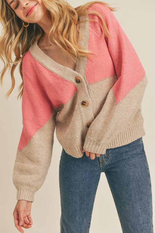 Leah Color block Cardigan Sweater