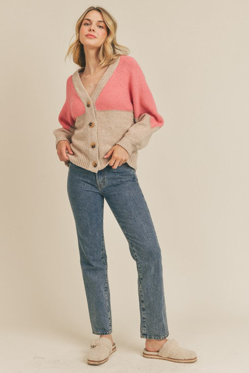 Leah Color block Cardigan Sweater
