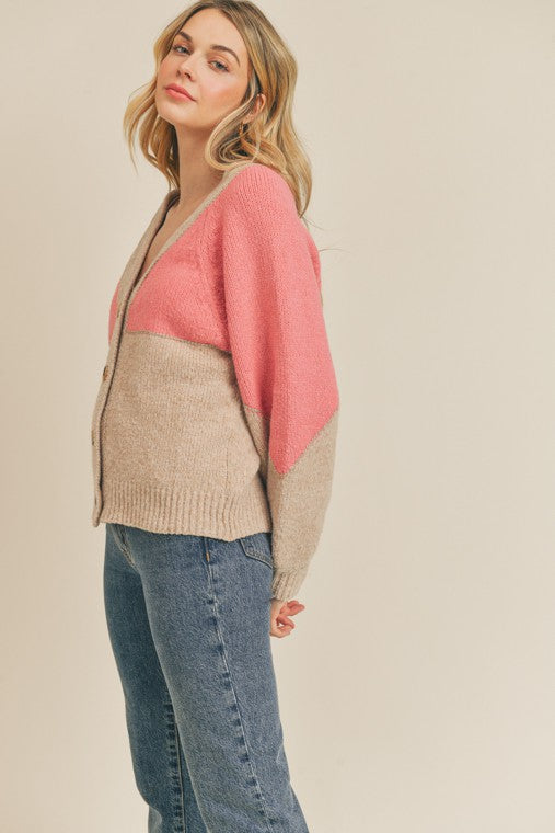 Leah Color block Cardigan Sweater