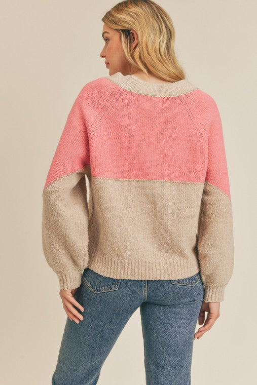 Leah Color block Cardigan Sweater