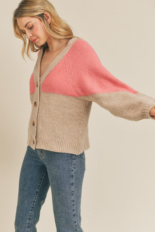 Leah Color block Cardigan Sweater