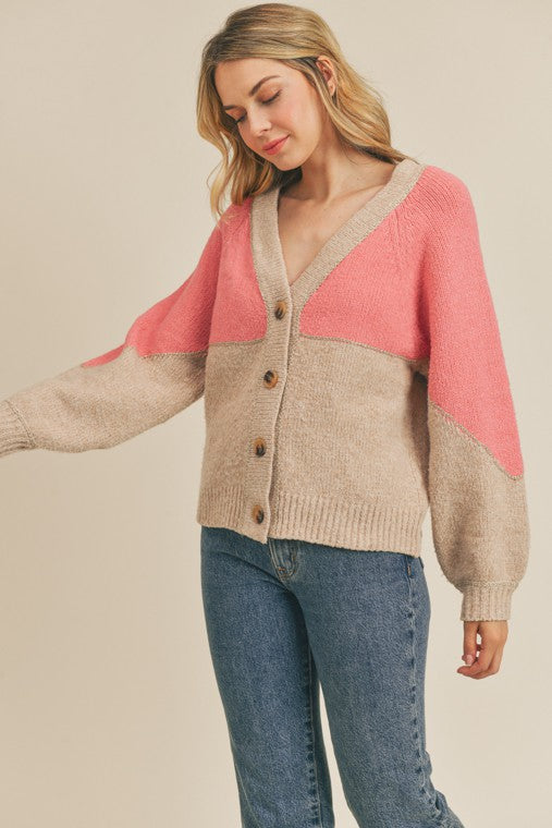 Leah Color block Cardigan Sweater