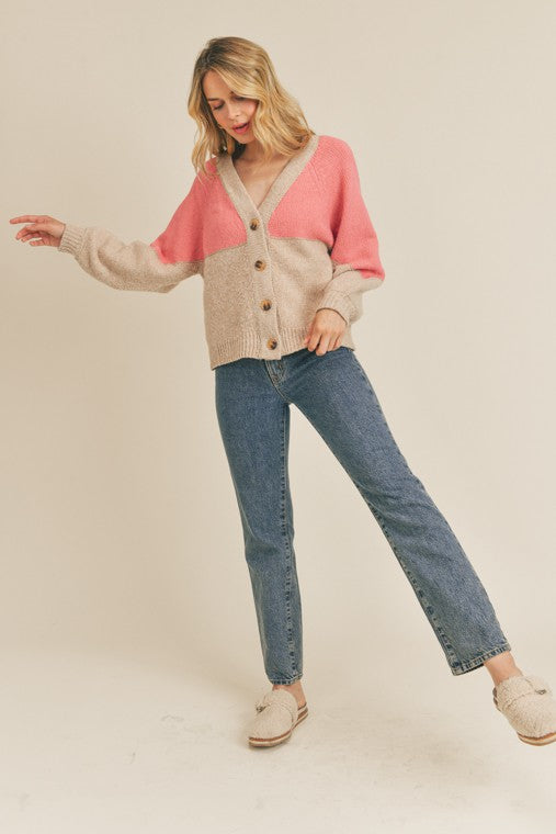 Leah Color block Cardigan Sweater