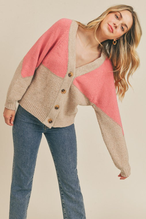 Leah Color block Cardigan Sweater