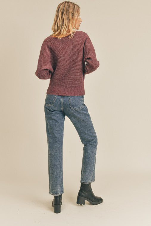 Rena Ribbed Knit Dolman Sleeve Sweater