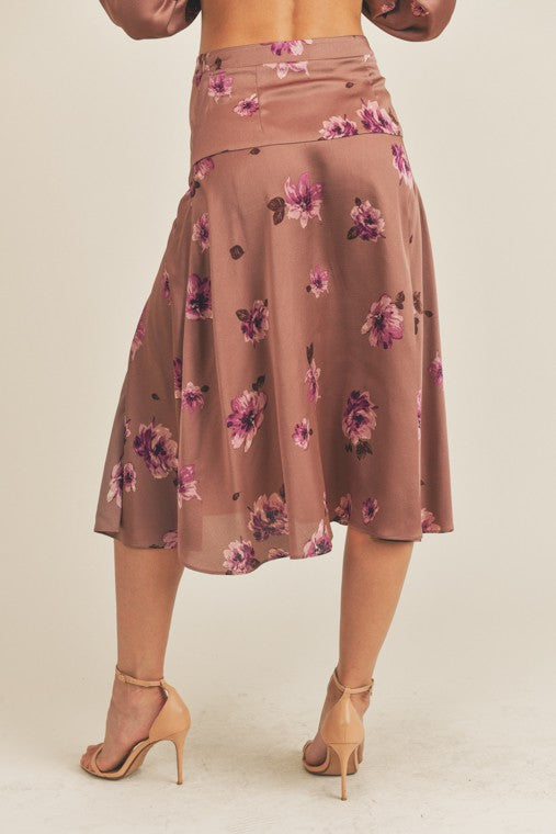 Ginny Side Slit Floral Print Skirt