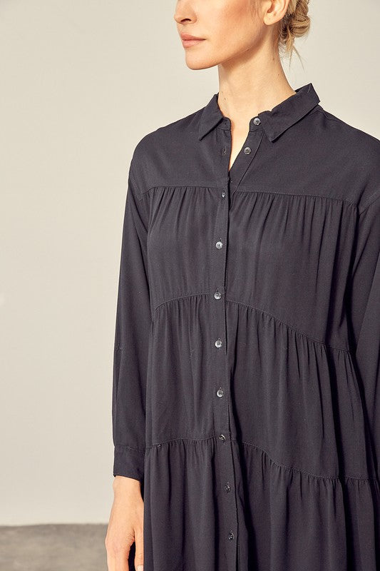 Mazie Tiered Mini Shirtdress