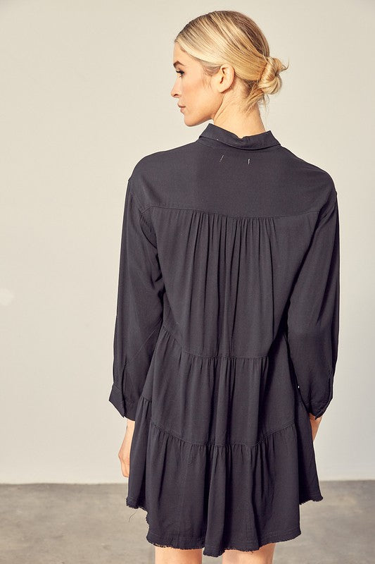 Mazie Tiered Mini Shirtdress