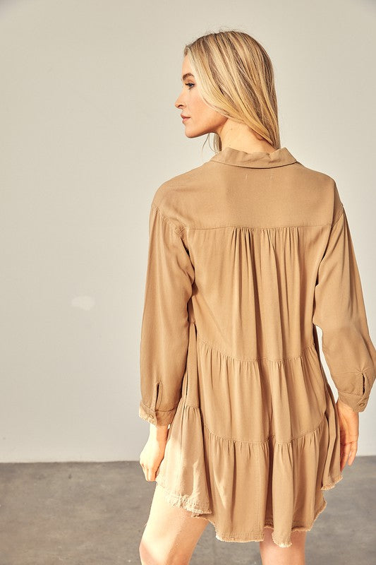 Mazie Tiered Mini Shirtdress