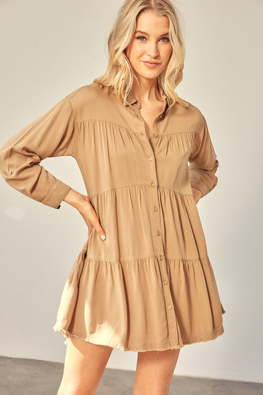 Mazie Tiered Mini Shirtdress
