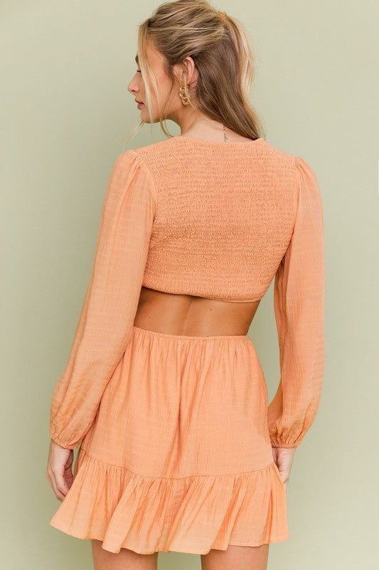 Michella V-Neck Smocking Bodice Dress