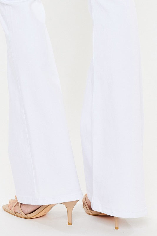 Natalie Mid Rise White Flare Jeans