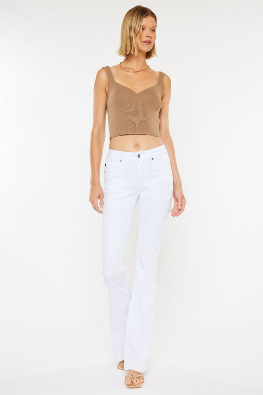 Natalie Mid Rise White Flare Jeans