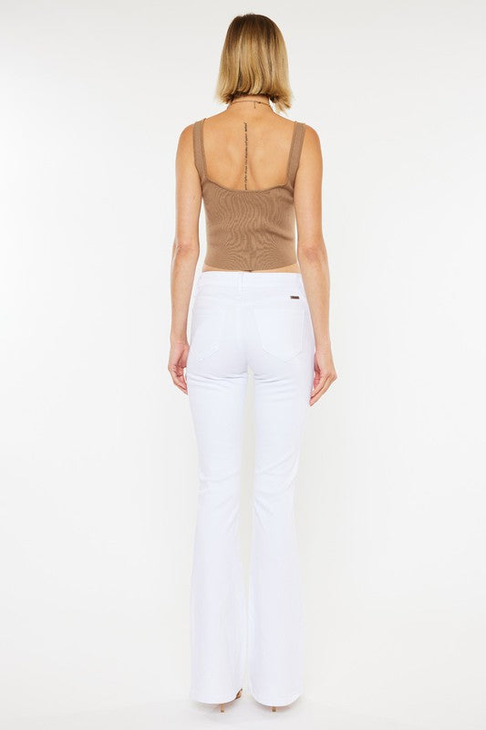 Natalie Mid Rise White Flare Jeans