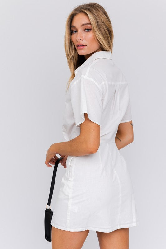 Dottie Half Sleeve Shirt Mini Dress