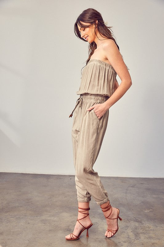 Elaine Raw Edge Detail Tube Jumpsuit