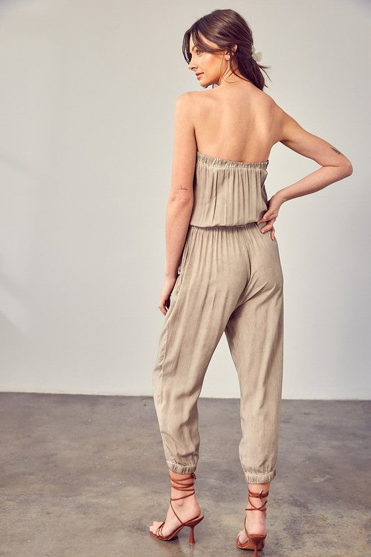 Elaine Raw Edge Detail Tube Jumpsuit