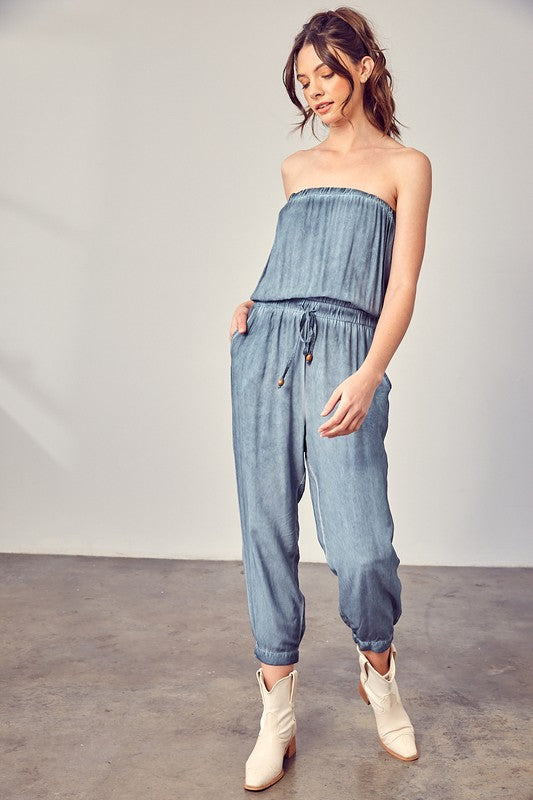 Elaine Raw Edge Detail Tube Jumpsuit