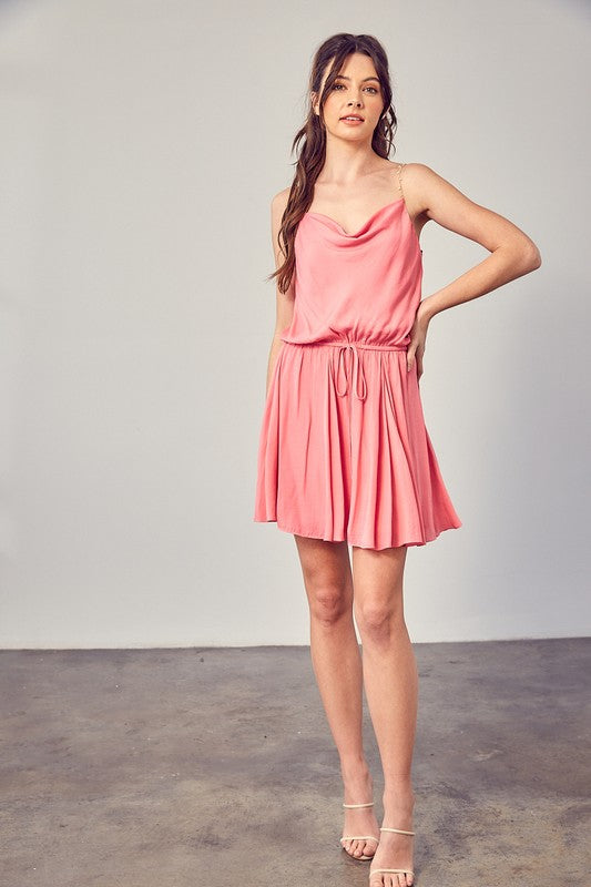 Ariadne Cowl Neck Beaded Strap Dress