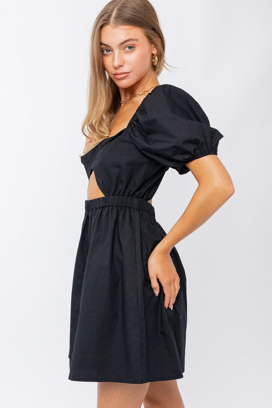 HALF SLEEVE TWISTED FRONT DRESS