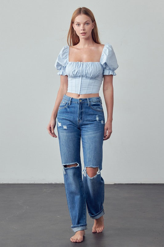 Dawn High Waist Ripped Straight Jeans