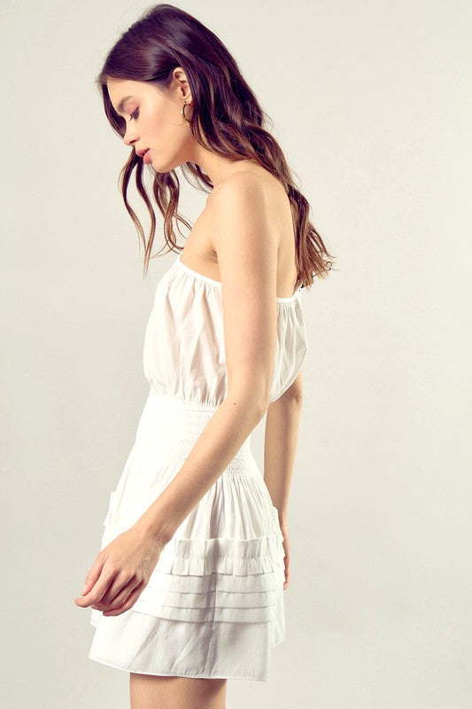 Evelyn Pleated Detail One Shoulder Cami Dress