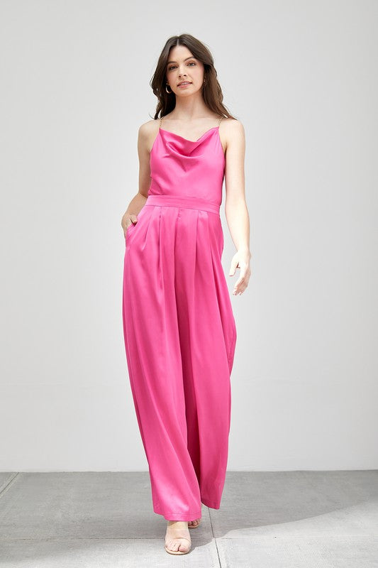 Cowl Neck Trim Detail Jumpsuit