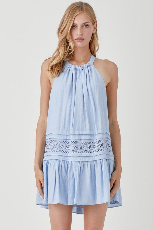 Hannah Halter Neck Trim Lace with Folded Detail Dress