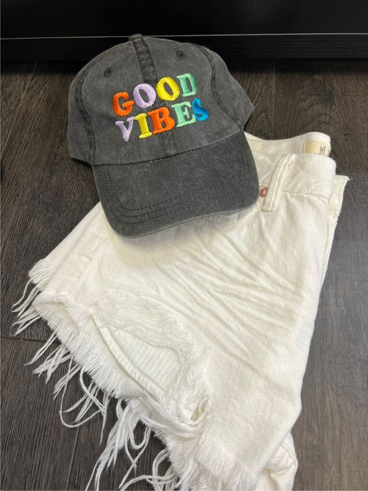 Colorful GOOD VIBES Embroidered Hat