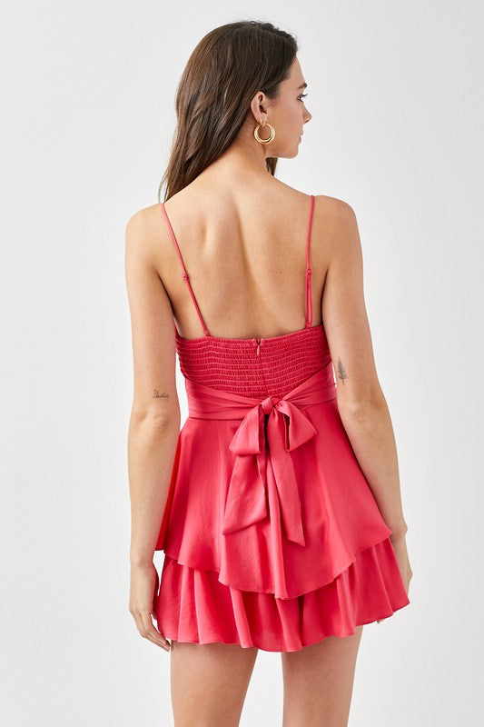 Carly Cowl Neck Flare Tiered Cami Romper