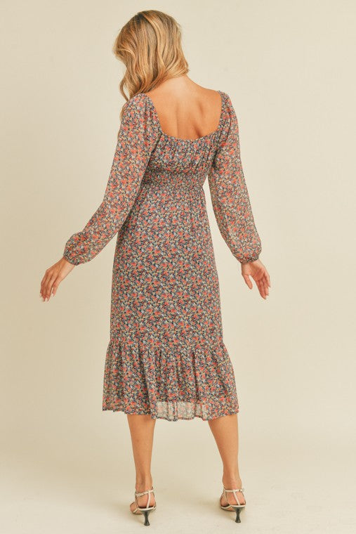 Cassady Floral Print Midi Dress