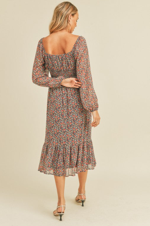 Cassady Floral Print Midi Dress