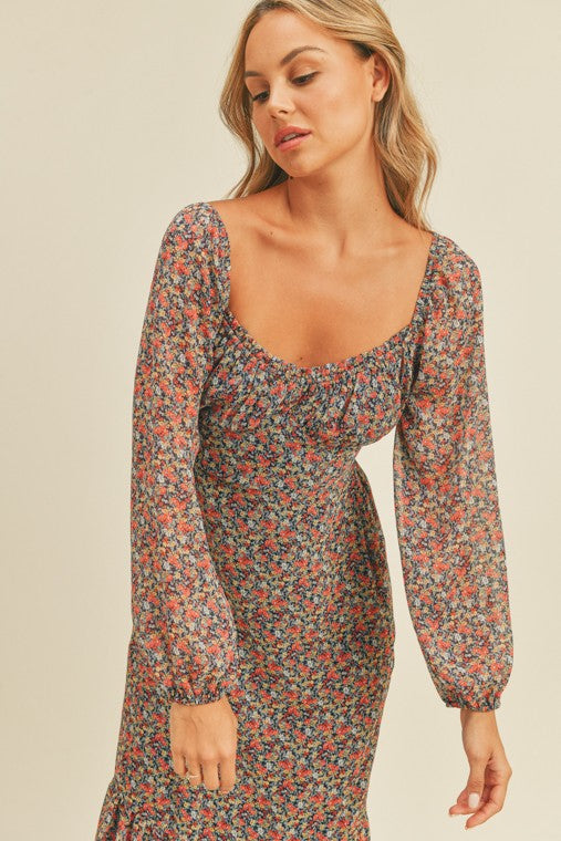 Cassady Floral Print Midi Dress