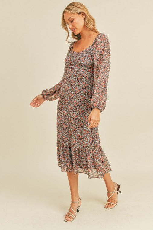 Cassady Floral Print Midi Dress