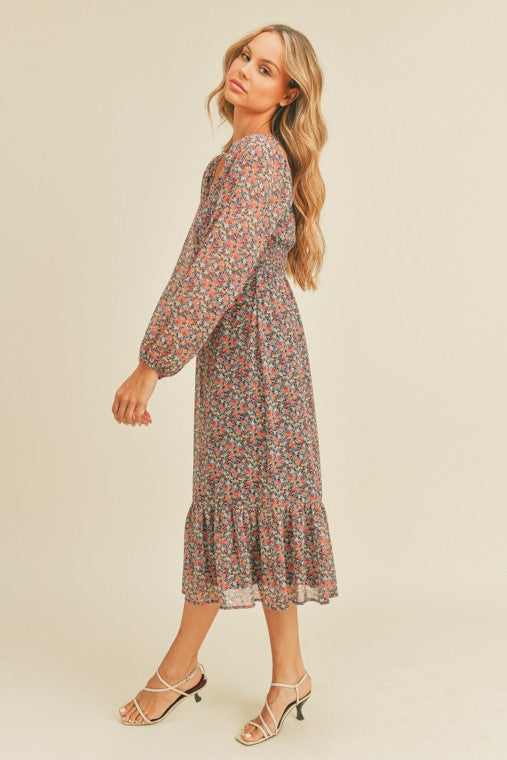 Cassady Floral Print Midi Dress