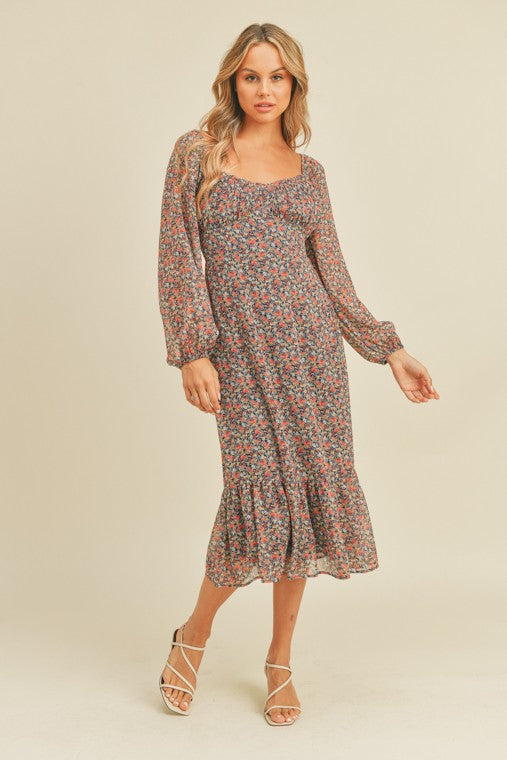 Cassady Floral Print Midi Dress