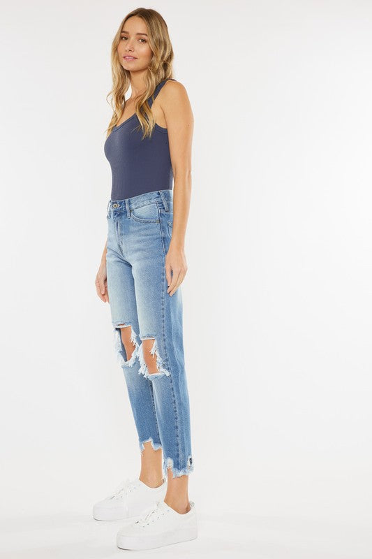 Jackie High Rise Distressed Mom Jeans