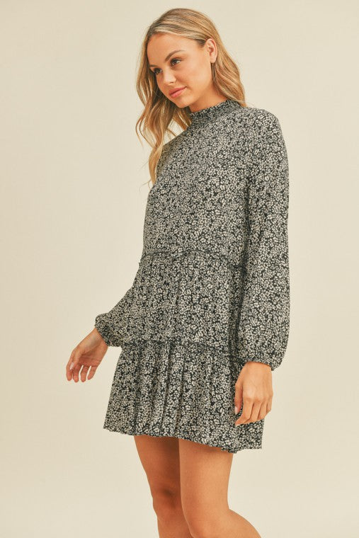 Mara Mock Neck Tiered Dress