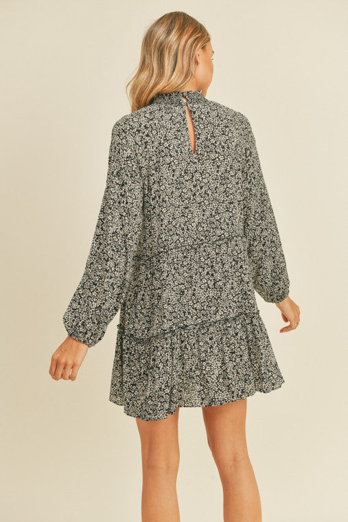 Mara Mock Neck Tiered Dress