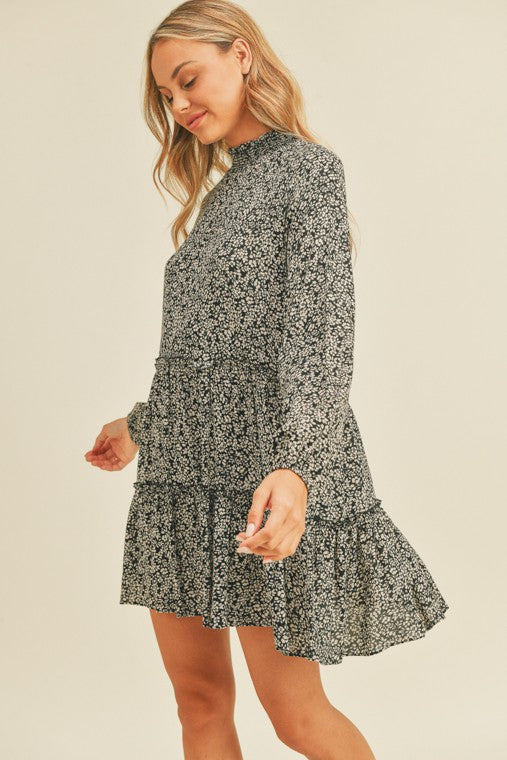 Mara Mock Neck Tiered Dress