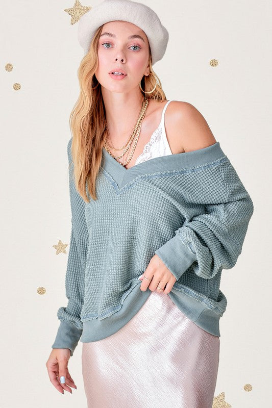 Off Shoulder Holly Waffle Top