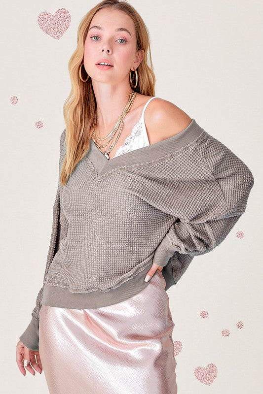 Off Shoulder Holly Waffle Top