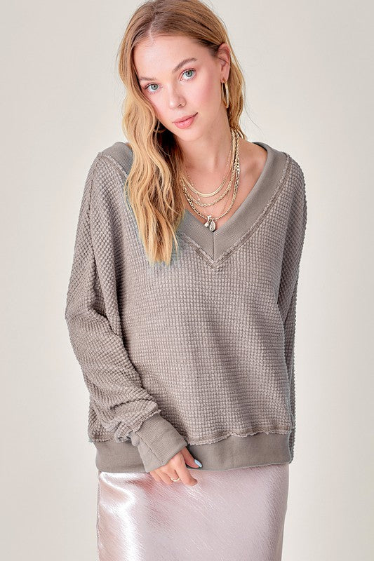 Off Shoulder Holly Waffle Top