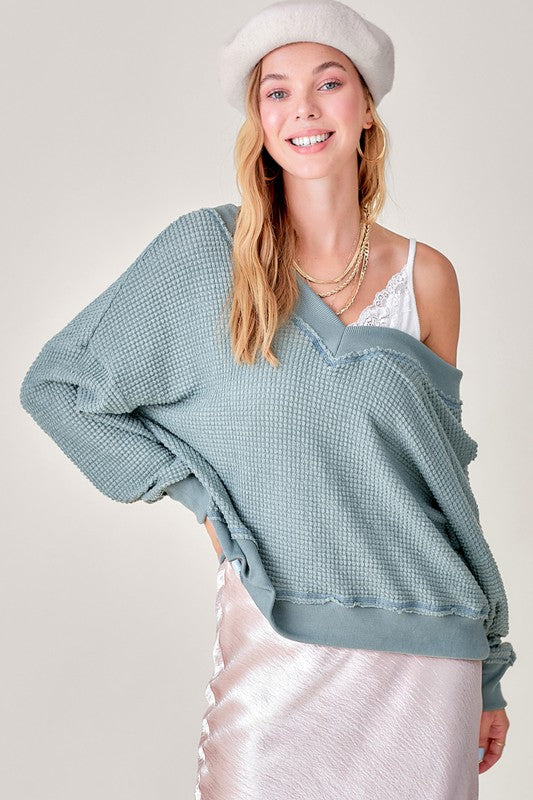 Off Shoulder Holly Waffle Top