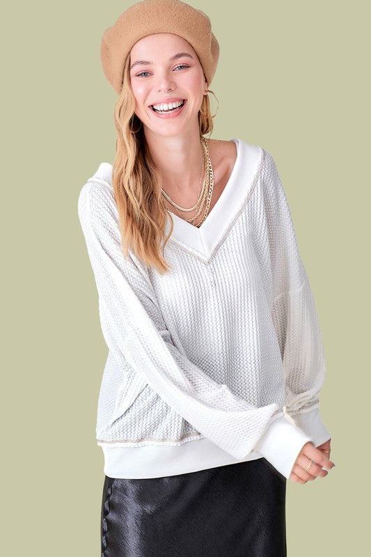 Off Shoulder Holly Waffle Top