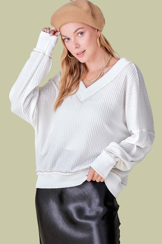 Off Shoulder Holly Waffle Top