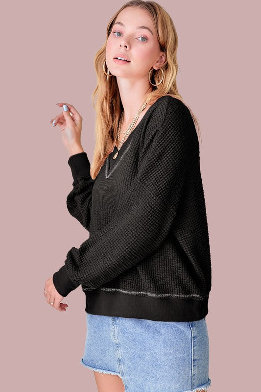 Off Shoulder Holly Waffle Top