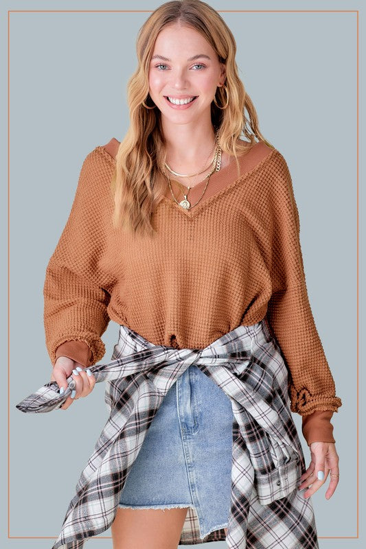 Off Shoulder Holly Waffle Top